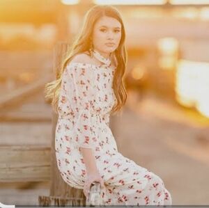 Charming Floral Off-Shoulder Kids‎ Dress Sz 8